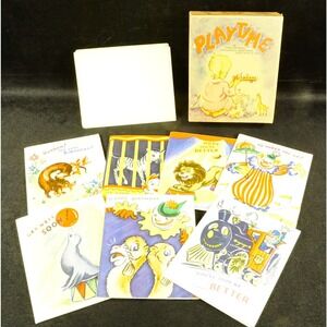 Vintage Playtime Children's Greeting Cards in Box w/ Toys and Envelopes Set of 7